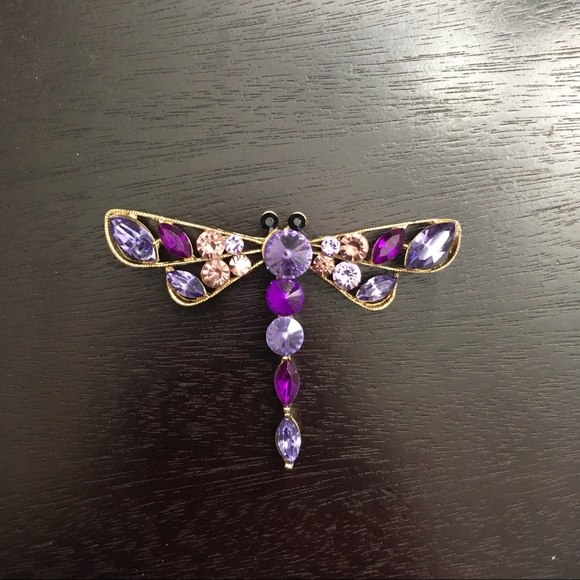Multi Color Austrian Crystals Fairy Dragonfly Brooch Pin Pendant - Reduced - Picture 9 of 13